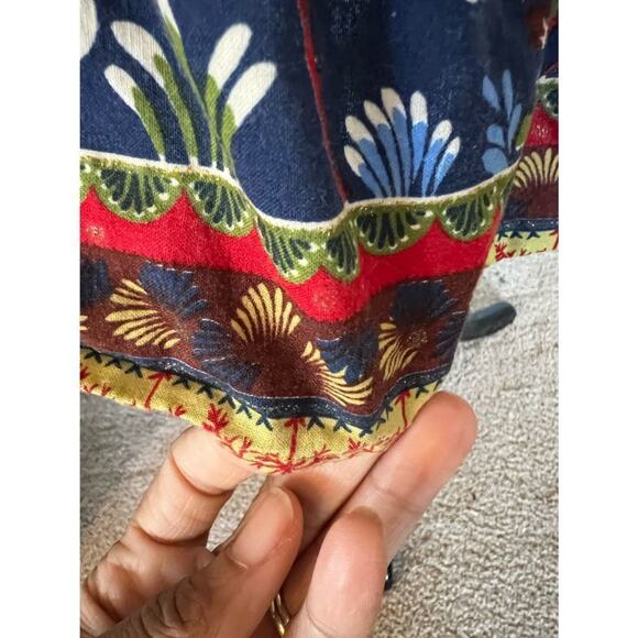 Boho Floral Cotton Wrap Dress – Blue Bird Print – Size Large by Solaris - Picture 6 of 14